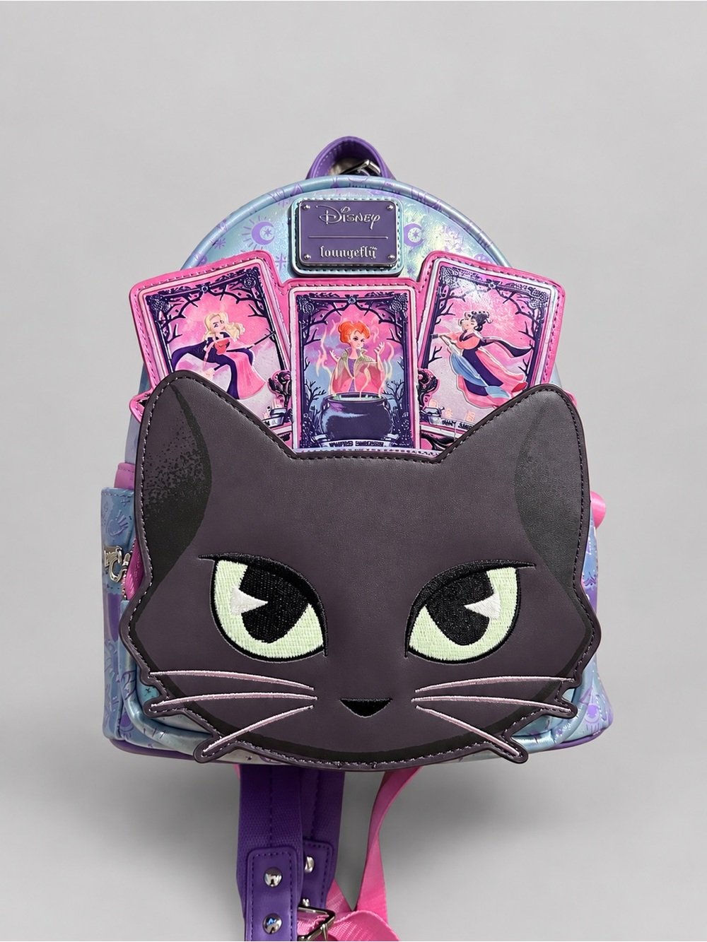 Loungefly Purple Cat Tarot Mini Backpack with Pink Accent Cards